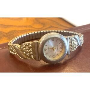 Women's 25mm Gold Tone Studio Time Watch, Crystal Accents, Expansion Band